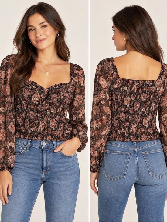 Madsweell Tops - Madewell Floral Smocked Long Sleeve Blouse Size Small